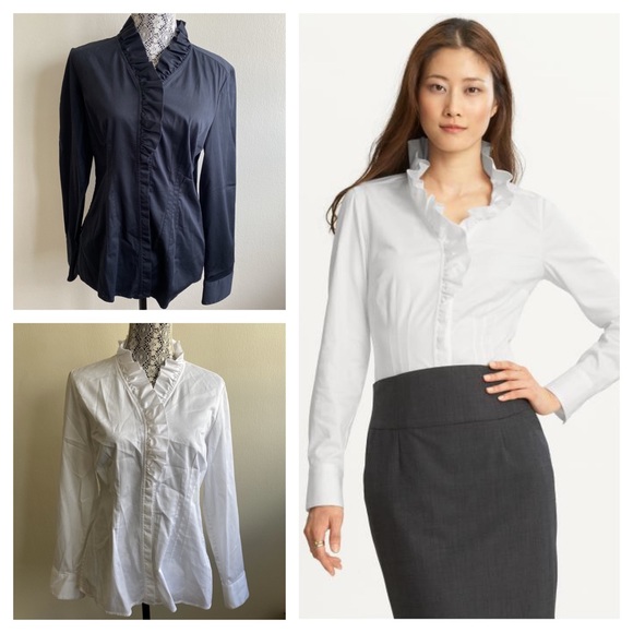 Banana Republic Tops - Banana Republic Long Sleeve Ruffle Shirt Sz 14